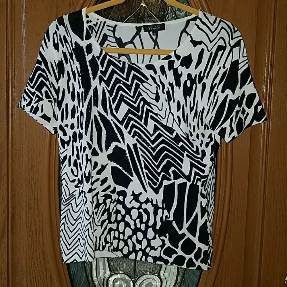 Camille Lavie  White black animal print Sz M